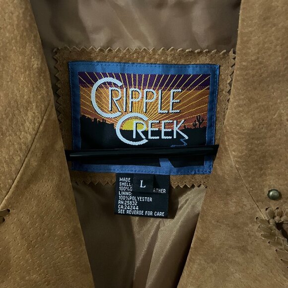 Cripple Creek Roan Leather Fringe Jacket with Studded Pockets & Lapel, NWT - Picture 4 of 10